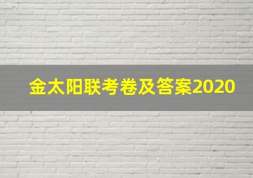 金太阳联考卷及答案2020