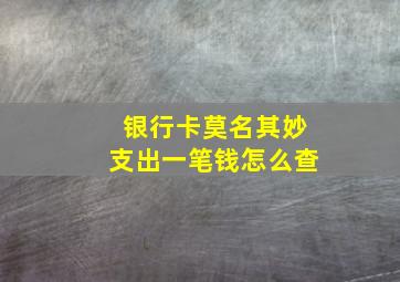 银行卡莫名其妙支出一笔钱怎么查