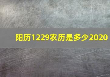 阳历1229农历是多少2020