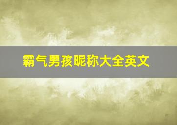 霸气男孩昵称大全英文