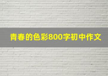 青春的色彩800字初中作文