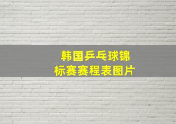 韩国乒乓球锦标赛赛程表图片