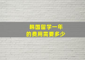 韩国留学一年的费用需要多少