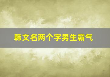 韩文名两个字男生霸气