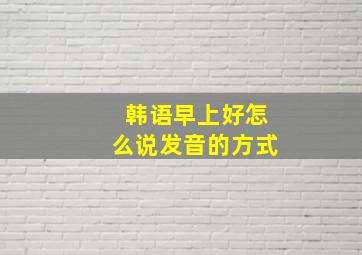 韩语早上好怎么说发音的方式