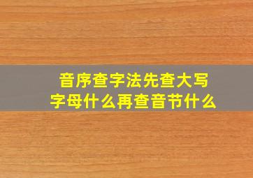 音序查字法先查大写字母什么再查音节什么