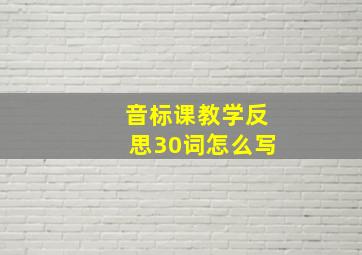 音标课教学反思30词怎么写