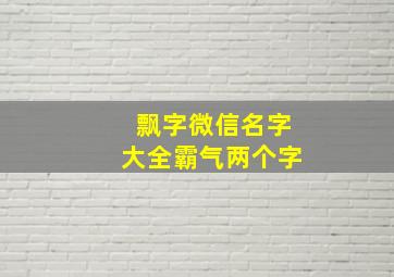 飘字微信名字大全霸气两个字