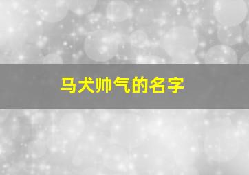 马犬帅气的名字