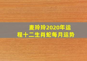 麦玲玲2020年运程十二生肖蛇每月运势