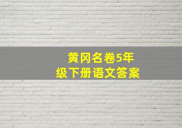 黄冈名卷5年级下册语文答案