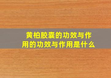 黄柏胶囊的功效与作用的功效与作用是什么