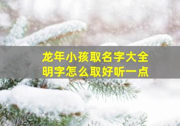 龙年小孩取名字大全明字怎么取好听一点